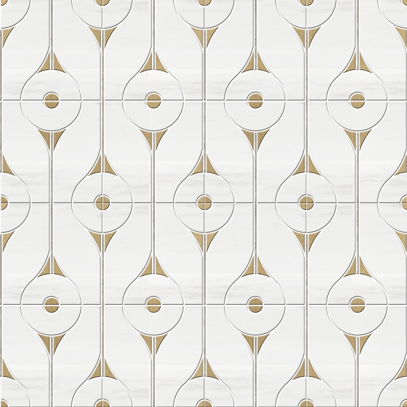 Dolomite White with Copper Arrow Water Jet Marble Mosaic Tile Dolomite White with Copper Arrow Water Jet Marble Mosaic Tile