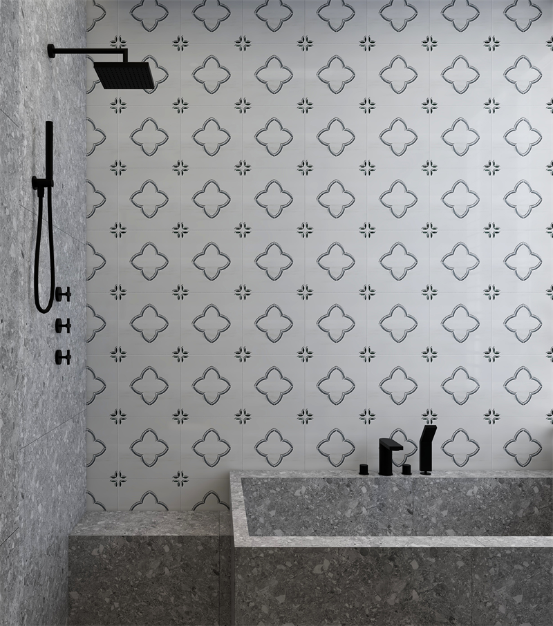 Dolomite White with Grey Edges Flower Pattern Water Jet Marble Mosaic Tile Design Dolomite White with Grey Edges Flower Pattern Water Jet Marble Mosaic Tile Design