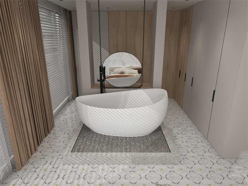 Oriental White with Black Edge Water Jet Cut Marble Mosaic Tile Design 2 Oriental White with Black Edge Water Jet Cut Marble Mosaic Tile Design 2