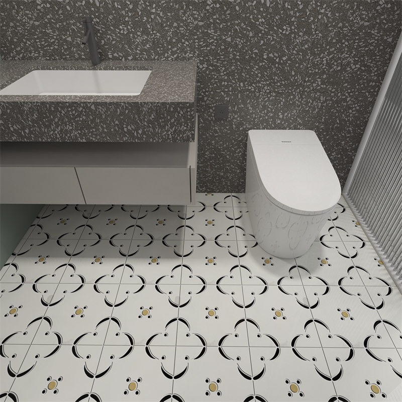 Oriental White with Black Edge Water Jet Cut Marble Mosaic Tile Design Oriental White with Black Edge Water Jet Cut Marble Mosaic Tile Design