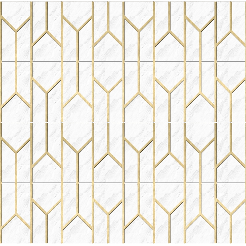 Oriental White with Copper Arrow Water Jet Marble Mosaic Tile Oriental White with Copper Arrow Water Jet Marble Mosaic Tile