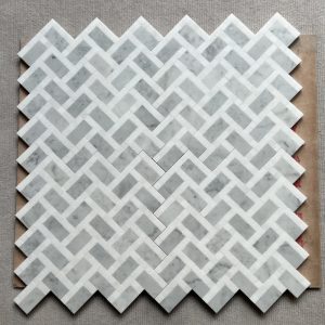Thassos White 1 x 4 Herringbone Marble Mosaic Tile Thassos White 1 x 4 Herringbone Marble Mosaic Tile