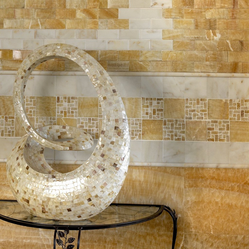 Honey Onyx Brick Mosaic Tile Design Honey Onyx Brick Mosaic Tile Design