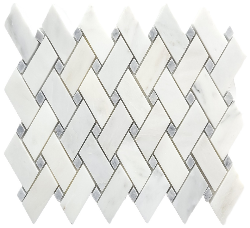 Oriental White with Gray Weave Water Jet Marble Mosaic Tile 1 Oriental White with Gray Weave Water Jet Marble Mosaic Tile 1