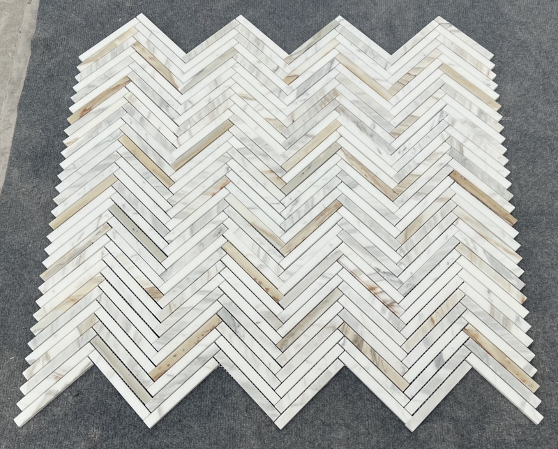 Calacatta Gold Marble 2x6 Chevron Mosaic Tile 2 Calacatta Gold Marble 2x6 Chevron Mosaic Tile 2
