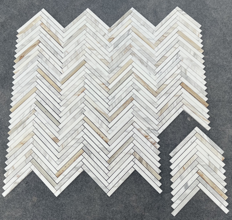 Calacatta Gold Marble 2x6 Chevron Mosaic Tile 3 Calacatta Gold Marble 2x6 Chevron Mosaic Tile 3