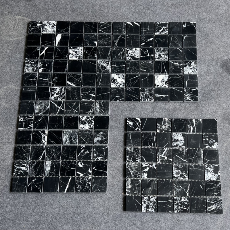 Nero Marquina Marble 2x2 Square Mosaic Tile 3 Nero Marquina Marble 2x2 Square Mosaic Tile 3