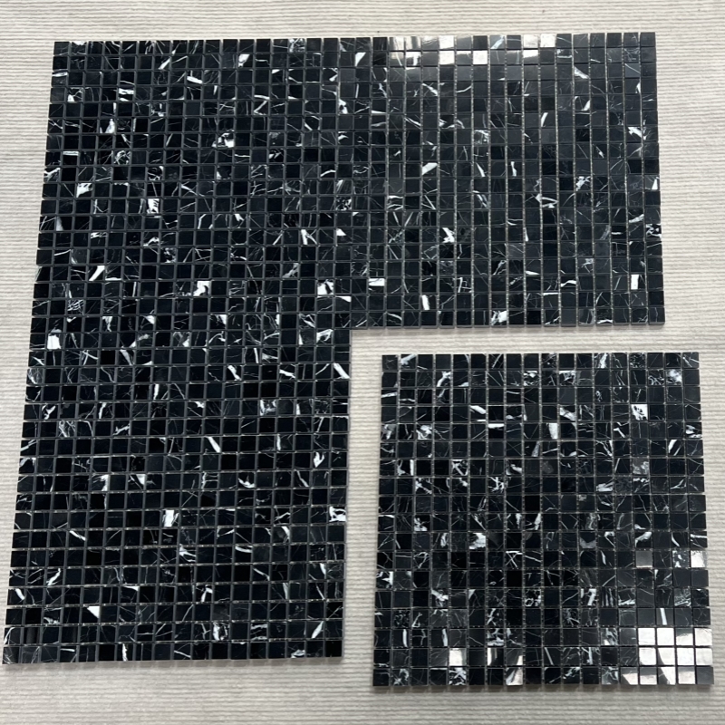 Nero Marquina Marble Mini Square Mosaic Tile Nero Marquina Marble Mini Square Mosaic Tile