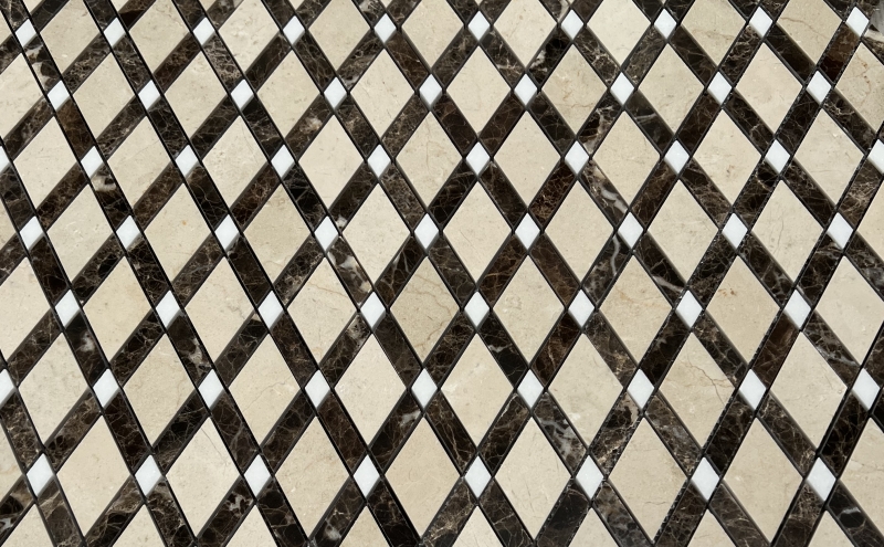 Crema Marfil Lattice Mosaic Tile