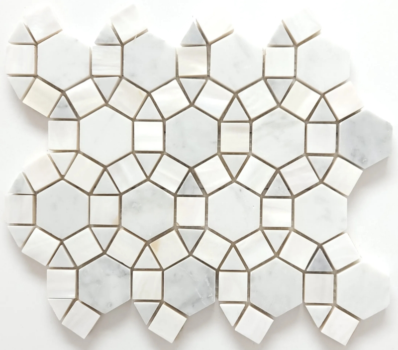 Oriental White Marble Hexagon Sunflower Mosaic Tile Oriental White Marble Hexagon Sunflower Mosaic Tile