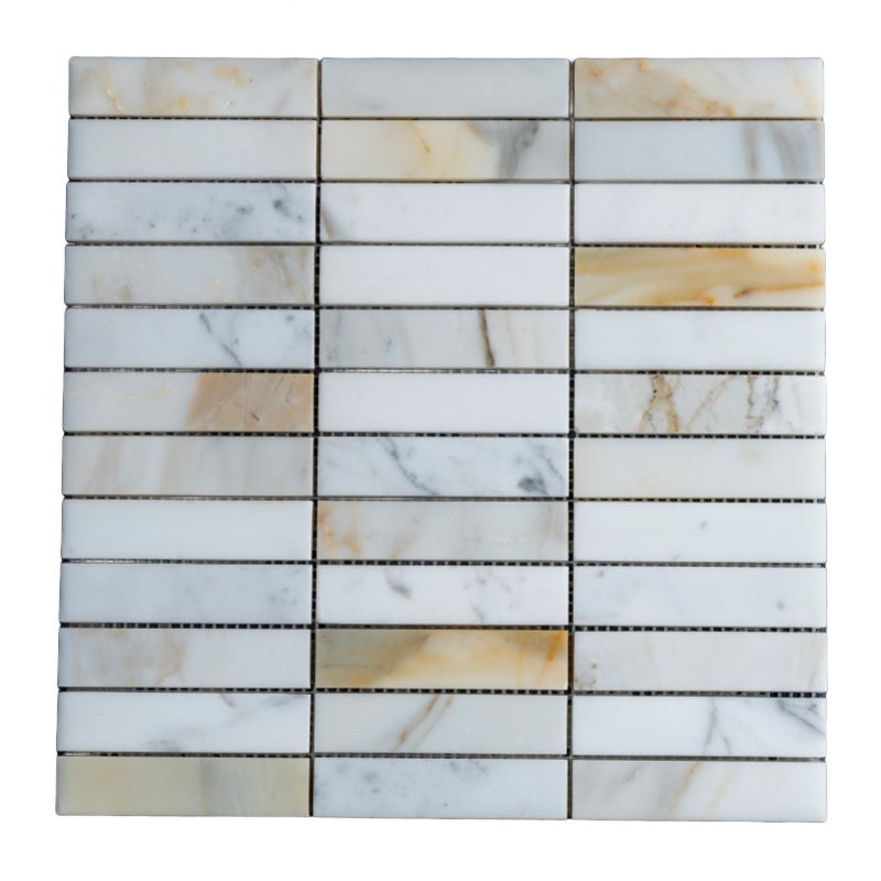 Calacatta Gold Marble 1x4 Stack Mosaic Tile Calacatta Gold Marble 1x4 Stack Mosaic Tile