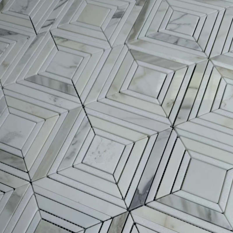 SC OD34 Calacatta Gold Marble Square Design Original Mosaic Tile 1 SC OD34 Calacatta Gold Marble Square Design Original Mosaic Tile 1