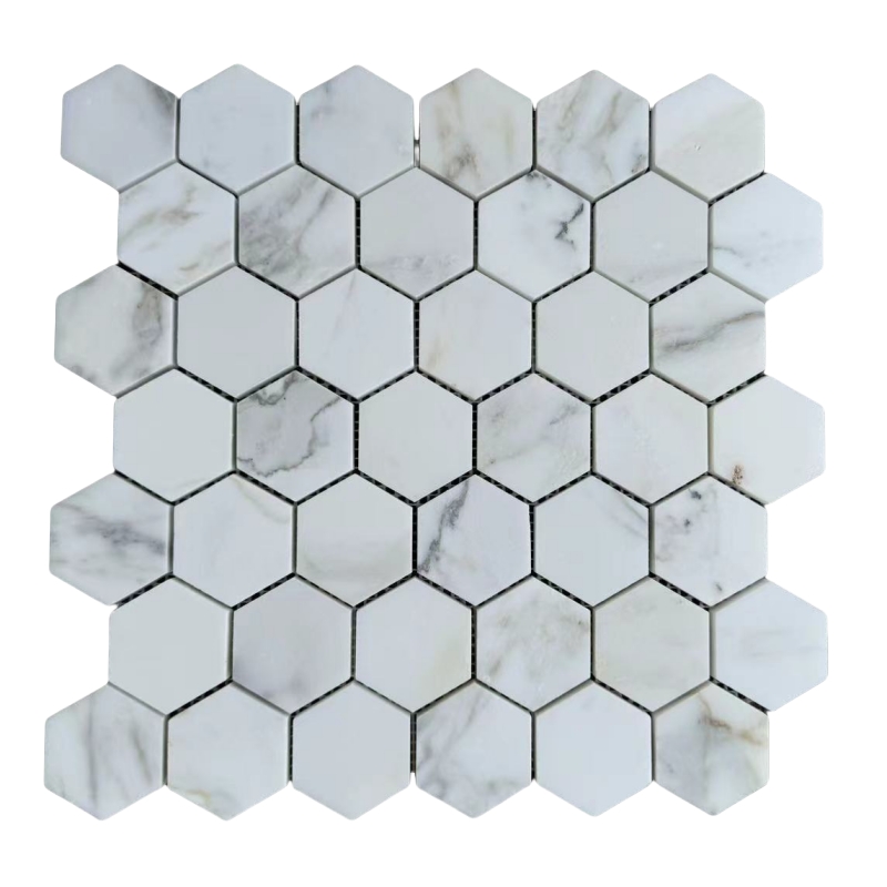 Calacatta Gold Marble 2 Hexagon Mosaic Tile