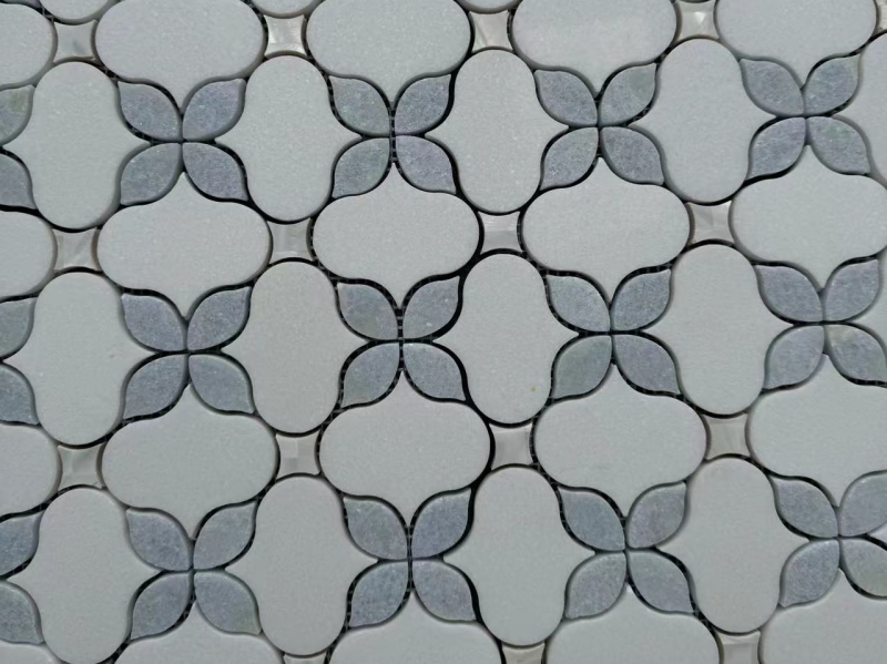 SC OD25 Thassos White Marble Flower Patterns Original Mosaic Tile 4