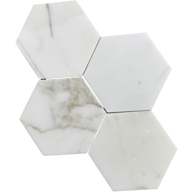 Calacatta Gold Marble 6 inch Hexagon Mosiac Tile 1