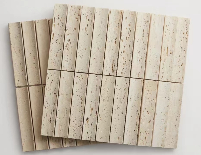 Light Travertine Fluted Mosaic Tile 3 Light Travertine Fluted Mosaic Tile 3