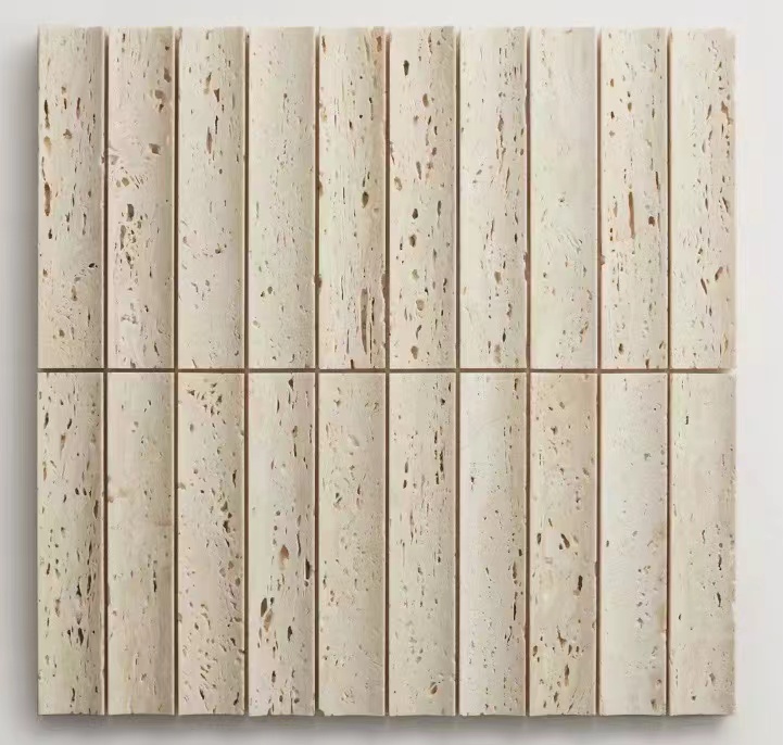 Light Travertine Fluted Mosaic Tile