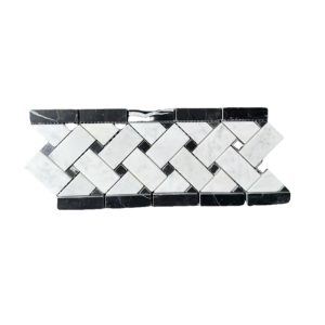 Carrara White with Nero Marquina Basketweave Border Carrara White with Nero Marquina Basketweave Border